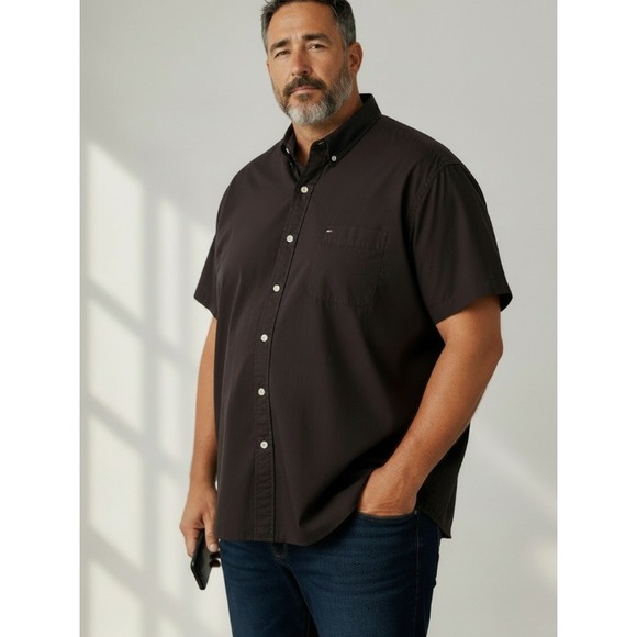 Tommy Hilfiger Other - NEW Tommy Hilfiger Mens 3XLT Black Short Sleeve Button Down Shirt Big & Tall